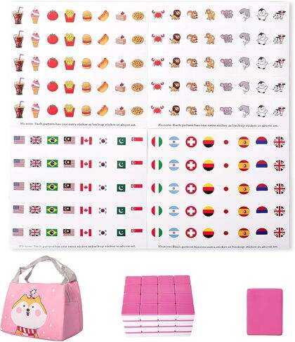 GRACIAS Mahjong Tile Game, Multiplayer Mahjong Large Block Set with 65 Premium Red Tiles(38mm)＆160 Decal Stickers, Portable Mahjongg Set with Handbag(Pink). in Saudi Arabia