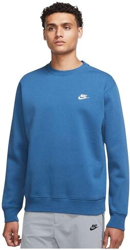 سويت شيرت من الصوف من Nike Sportswear للرجال (أزرق مارينا داكن/أبيض، كبير) in Saudi Arabia
