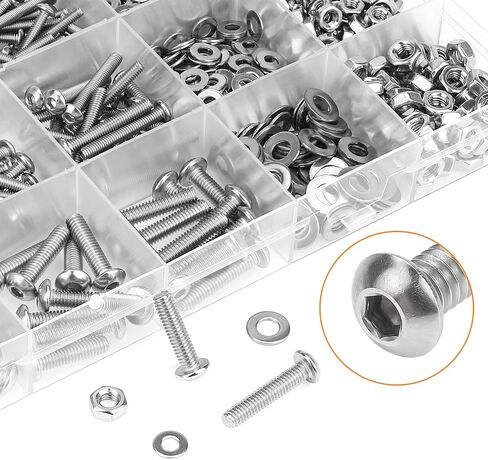 210 قطع M5 x 6 مللي متر/8 مللي متر/10 مللي متر/12 مللي متر/16 مللي متر/20 مللي متر ، غطاء رأس زر سداسي متري مسامير براغي غسالات طقم صواميل ، 304 الفولاذ المقاوم للصدأ in Kuwait