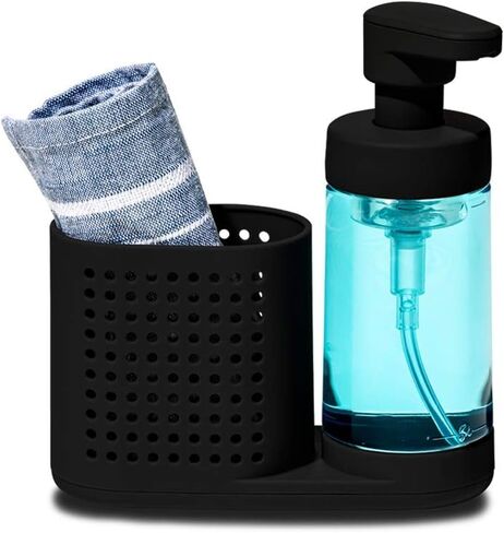 madesmart Foaming Soap Station, Sinkwear Collection, Ventilated Compartment, Eco-Friendly, Ergonomically Designed, Soft-Grip Base, Small, Carbon in Saudi Arabia