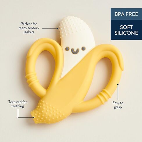 Itzy Ritzy Banana-Shaped Teether with Handles; Silicone Teether with Easy-Grab Handles and Textured, Teethable Surfaces (Banana) in Saudi Arabia