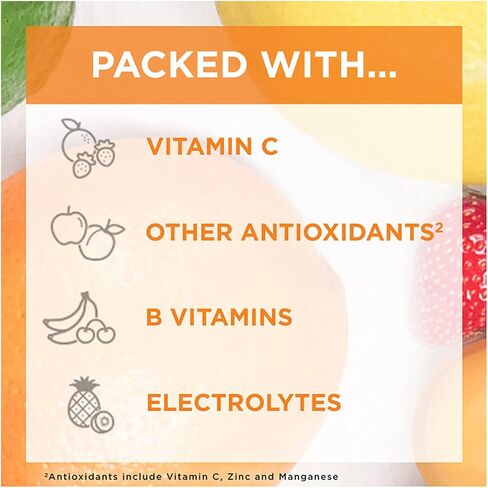 Emergen-C 1000mg Vitamin C Powder for Daily Immune Support Caffeine Free Vitamin C Supplements with Zinc and Manganese, B Vitamins and Electrolytes, Super Orange Flavor - 30 Count in Saudi Arabia