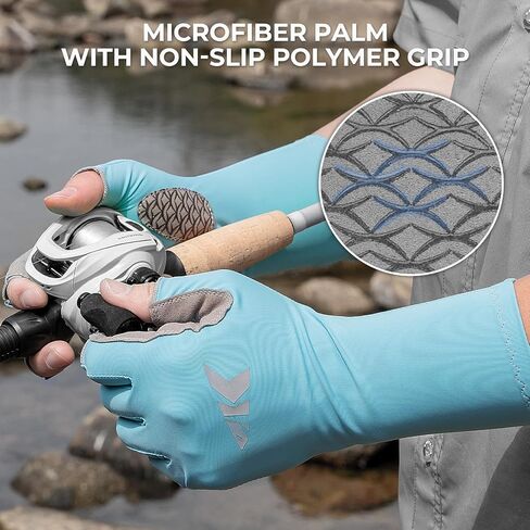 KastKing Sol Armis Pro Fishing Gloves, UPF 50 Sun Protection 3/4 Fingerless Gloves Quick-Dry, Extended Cuff UV Protection Gloves for Outdoor, Kayaking, Rowing, Paddling, Canoeing, Hunting in Saudi Arabia