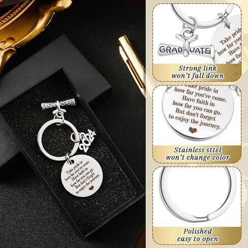 Henoyso 2024 Graduation Gifts Keychain Graduation Gifts for Him Class Gifts Graduation Key Chain for University Middle High School(6 Packs) in Saudi Arabia