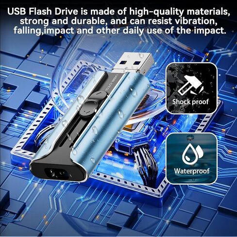 محرك أقراص فلاش USB سعة 128 جيجابايت، عصا ذاكرة USB مقاومة للماء مع سلسلة مفاتيح - محرك إبهام محمول لتخزين الصور، وحفظ المزيد من الصور ومقاطع الفيديو - متوافق مع الكمبيوتر/الكمبيوتر المحمول in Kuwait