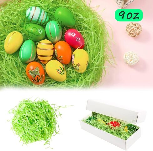 AVOIN Easter Grass, 9 Oz Easter Basket Grass, Shredded Tissue Easter Grass Basket Filler, Easter Grass Paper for DIY Easter Gift Wrapping, Easter Egg Stuffer Party Supplies (Green) in Saudi Arabia