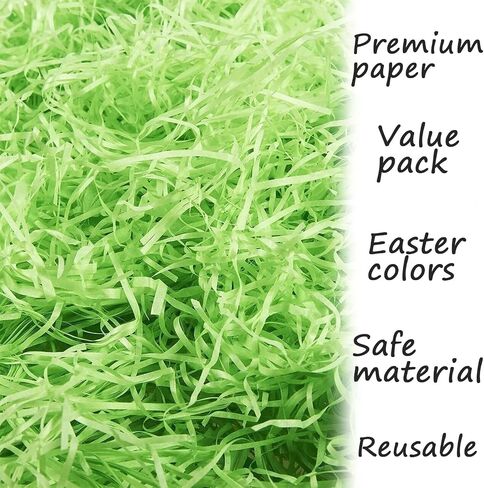 AVOIN Easter Grass, 9 Oz Easter Basket Grass, Shredded Tissue Easter Grass Basket Filler, Easter Grass Paper for DIY Easter Gift Wrapping, Easter Egg Stuffer Party Supplies (Green) in Saudi Arabia