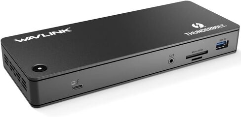 محطة إرساء WAVLINK Thunderbolt 3 مع شحن 85 وات، 2X Thunderbolt 3 حتى 40 جيجابايت/ثانية، منفذ عرض يصل إلى 4K@60 هرتز، 4X منافذ USB 3.0، فتحة بطاقة SD، LAN لأجهزة Mac/Windows Thunderbolt 3 أجهزة الكمبيوتر المحمولة in Saudi Arabia