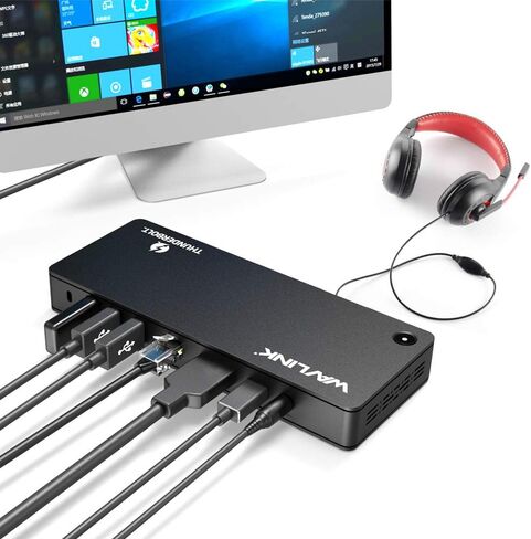 محطة إرساء WAVLINK Thunderbolt 3 مع شحن 85 وات، 2X Thunderbolt 3 حتى 40 جيجابايت/ثانية، منفذ عرض يصل إلى 4K@60 هرتز، 4X منافذ USB 3.0، فتحة بطاقة SD، LAN لأجهزة Mac/Windows Thunderbolt 3 أجهزة الكمبيوتر المحمولة in Saudi Arabia