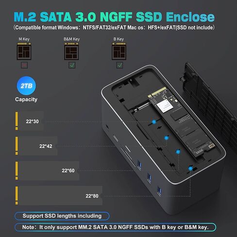 محطة إرساء، شاشة مزدوجة لرسو السفن USB C 18 في 1 لنظام التشغيل Windows/MacBook Pro/Air/Thunderbolt 3 Dock مع حاوية SSD 3 HDMI DP100W PD3.0 RJ45 Ethernet SD/TF قارئ بطاقات الصوت والميكروفون 5 منافذ USB. in Kuwait