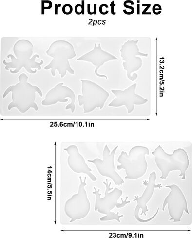 Resin Molds 16 Marine Terrestrial Amphibious Animals Keychain Making Silicone Molds for Resin Casting DIY Keychain Pendant Necklace Jewelry Making Ornaments Art Craft Decor in Saudi Arabia