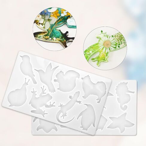 Resin Molds 16 Marine Terrestrial Amphibious Animals Keychain Making Silicone Molds for Resin Casting DIY Keychain Pendant Necklace Jewelry Making Ornaments Art Craft Decor in Saudi Arabia