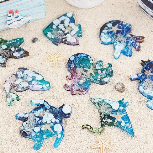 Resin Molds 16 Marine Terrestrial Amphibious Animals Keychain Making Silicone Molds for Resin Casting DIY Keychain Pendant Necklace Jewelry Making Ornaments Art Craft Decor in Saudi Arabia