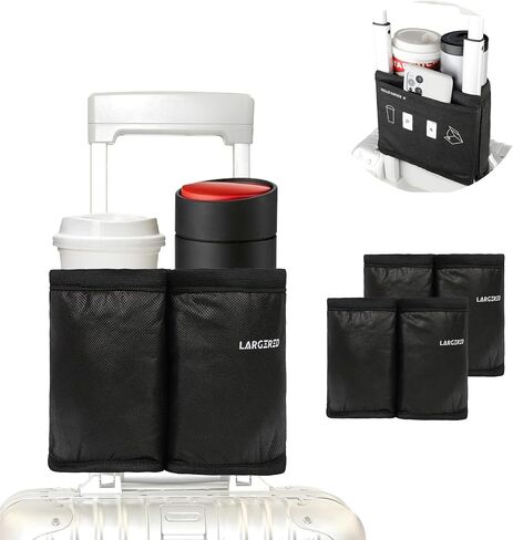 LARGERED Luggage Cup Holder for Suitcases, Travel Must Haves Travel Cup Holders Free Hand Drink Caddy Cup Carrier, Travel Accessories Gifts for Flight Attendants, Fits Roll on Suitcase Handles in Saudi Arabia