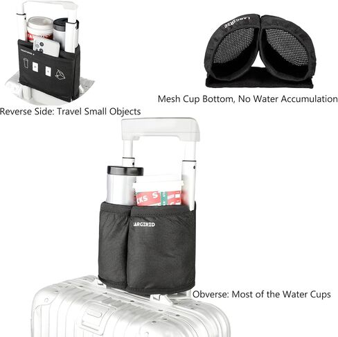 LARGERED Luggage Cup Holder for Suitcases, Travel Must Haves Travel Cup Holders Free Hand Drink Caddy Cup Carrier, Travel Accessories Gifts for Flight Attendants, Fits Roll on Suitcase Handles in Saudi Arabia