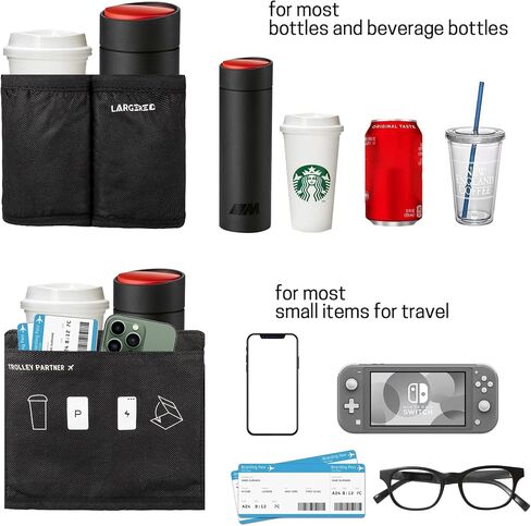 LARGERED Luggage Cup Holder for Suitcases, Travel Must Haves Travel Cup Holders Free Hand Drink Caddy Cup Carrier, Travel Accessories Gifts for Flight Attendants, Fits Roll on Suitcase Handles in Saudi Arabia