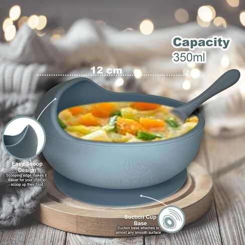 MEYLAN Baby Feeding Set - 10-Piece BPA-Free Soft Silicone Divided Plates, Tiny Cup, Spoon, Fork | Suction, Self-Feeding & Baby Led Weaning Supplies in Saudi Arabia