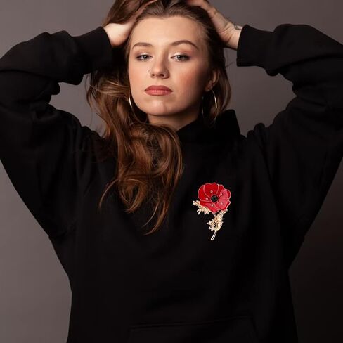 3Pcs Enamel Pins Red Crystal Flowers Poppy Brooches for Womens Broaches or Pins Poppy Gifts Remember Memorial Day Gifts in Kuwait