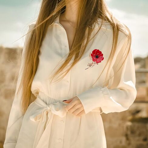 3Pcs Enamel Pins Red Crystal Flowers Poppy Brooches for Womens Broaches or Pins Poppy Gifts Remember Memorial Day Gifts in Kuwait