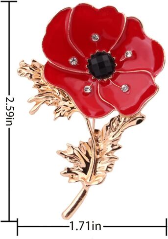 3Pcs Enamel Pins Red Crystal Flowers Poppy Brooches for Womens Broaches or Pins Poppy Gifts Remember Memorial Day Gifts in Kuwait