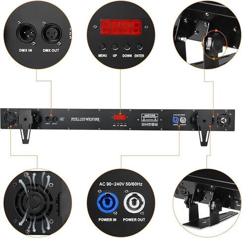 Led Stage Wash Light Bar 180W Wall Washer Light 18 LEDs RGB Stage Light Bar Support DMX & Sound Control with Chasing Function Strobe Dj Light Bar for Indoor Disco Party Birthday Wedding Halloween in Kuwait