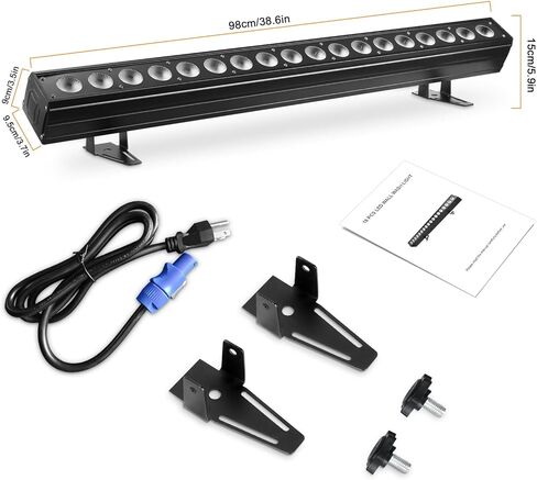 Led Stage Wash Light Bar 180W Wall Washer Light 18 LEDs RGB Stage Light Bar Support DMX & Sound Control with Chasing Function Strobe Dj Light Bar for Indoor Disco Party Birthday Wedding Halloween in Kuwait