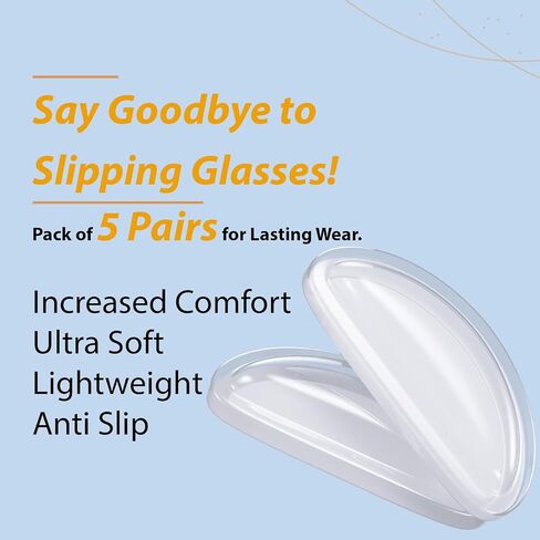 Eyeglass Nose Pads, 5 Pairs, Adhesive Anti-Slip Glasses Nose Pads, Soft Silicone Nose Pad Cushion Glasses Nose Pads Replacement for Glasses, Eyeglasses, Sunglasses, 13.5mmx5mmx1.3mm in Saudi Arabia