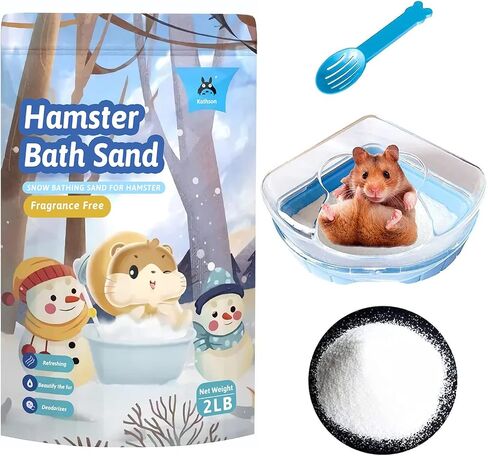 kathson Hamster Bathing Sand with Sandbox Bathroom, Small Animal Cleansing Potty Litter Dust Gerbil Grooming Sand Bath for Dwarf Hamster Gerbil Mouse(B) in Saudi Arabia