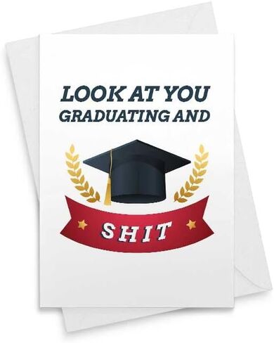 بطاقة تخرج مضحكة تهنئة جامعية هدية تخرج من المدرسة الثانوية تحية خريجة تهنئة بطاقات عمل جديدة لها وتبا - [00166] in Saudi Arabia