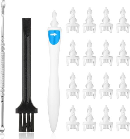 Prasacco 19 Pieces Ear Wax Removal Tool, 3 in 1 Q-Grips Ear Wax Remover with 16 Replacement Reusable Soft Silicone Tips for Cleaner Earwax Ear Wax Removal Kit Ear Cleaner for Adults and Kids in Saudi Arabia