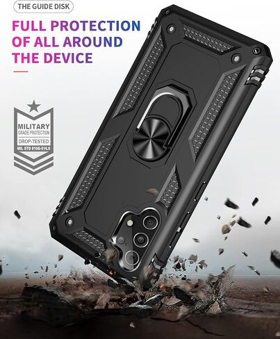 Compatible for Samsung A32 4G Case with Screen Protector, Heavy Military Grade 360° Rotating Kickstand Holder TPU Phone Cover for Samsung Galaxy A32 4G(Black) in Saudi Arabia