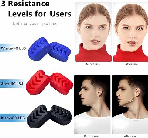 Jawline Exerciser for Men & Women, 3 Resistance Level Set 6 pcs Silicone Jawline Exerciser Tablets, Powerful Trainer for Multi-Level Users, Jaw Trainer Strengthener, Jawline Shaper in Saudi Arabia