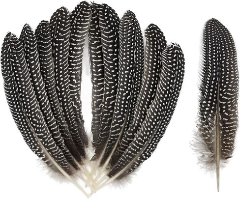 ريش الدراج المرقط التركي الطبيعي لترتيبات الأزهار الحرفية وزخارف حفلات الزفاف المنزلية 6-8 بوصة (20 قطعة) in Kuwait