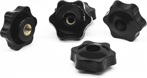 Star knob Shape knurled Clamping Nuts Black Plastic Screw-on Type Threaded knobs Lawn Mower Handle knob (M6, Black-12Pcs) in Saudi Arabia