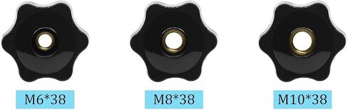 Star knob Shape knurled Clamping Nuts Black Plastic Screw-on Type Threaded knobs Lawn Mower Handle knob (M6, Black-12Pcs) in Saudi Arabia