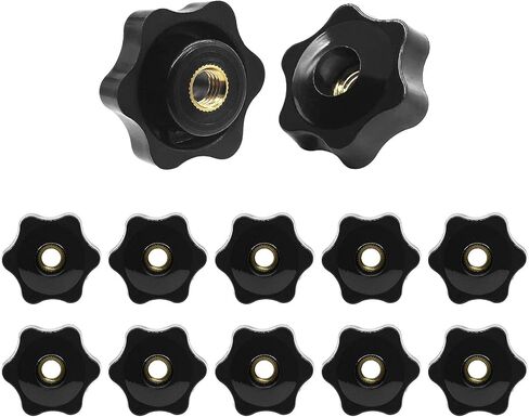 Star knob Shape knurled Clamping Nuts Black Plastic Screw-on Type Threaded knobs Lawn Mower Handle knob (M6, Black-12Pcs) in Saudi Arabia