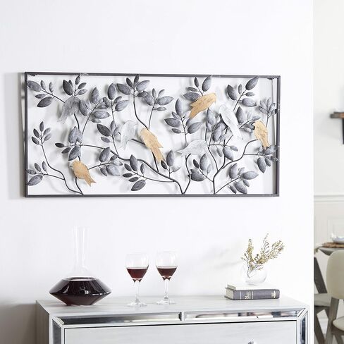 Deco 79 Metal Bird Wall Decor, 37" x 1" x 18", Black,Grey in Saudi Arabia