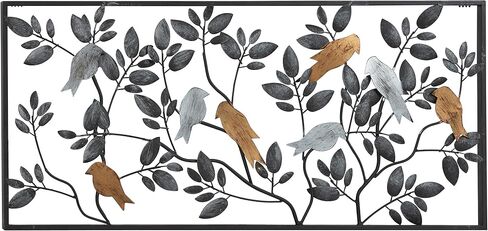 Deco 79 Metal Bird Wall Decor, 37" x 1" x 18", Black,Grey in Saudi Arabia