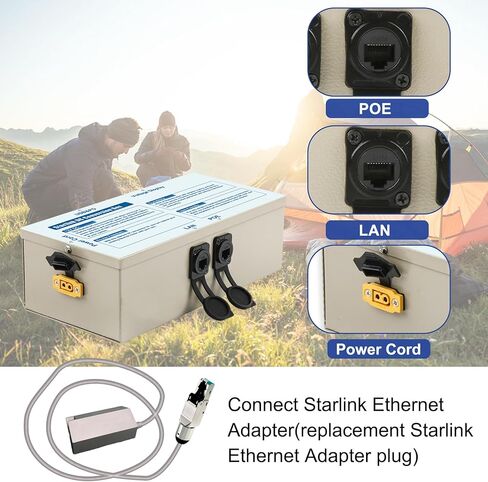 حاقن Starlink PoE 3 في 1، مجموعة تحويل Starlink DC مع محول 12 فولت إلى 48 فولت، حماية من زيادة التيار، حاقن Starlink PoE وعرض جهد البطارية، مخرج 150 وات/3 أمبير، تم تطويره لـ Dishy V2 in Kuwait