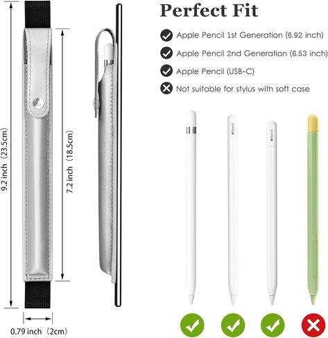 DTTO Pencil Case for New Apple Pencil Pro, Apple Pencil 1st/2nd Generation & Apple Pencil (USB-C), PU Leather iPad Pencil Sleeve Pouch with Detachable Elastic Band Attach to iPad, Light Gray in Saudi Arabia