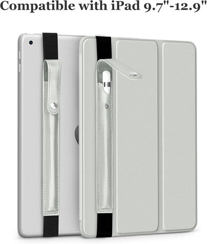 DTTO Pencil Case for New Apple Pencil Pro, Apple Pencil 1st/2nd Generation & Apple Pencil (USB-C), PU Leather iPad Pencil Sleeve Pouch with Detachable Elastic Band Attach to iPad, Light Gray in Saudi Arabia