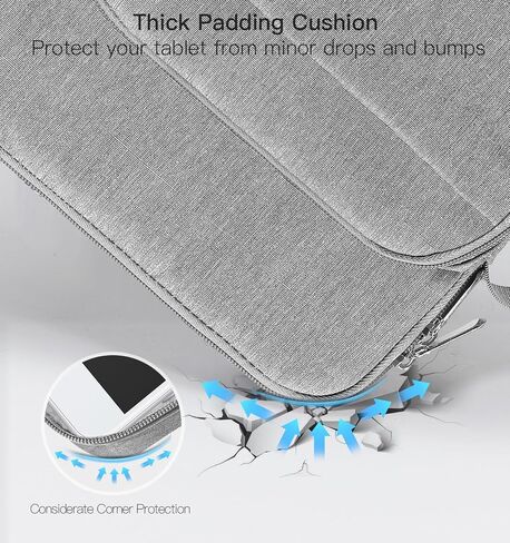 حقيبة حمل للكمبيوتر اللوحي مقاس 9-11 بوصة لأجهزة iPad 9th/8th/7th Gen 10.2، وiPad Air 5/4 10.9، وiPad 10th Gen 10.9، وiPad Pro 11، وGalaxy Tab A8/S8/S6 Lite، مع حزام كتف ومقبض، أسود اللون الرمادي in Kuwait