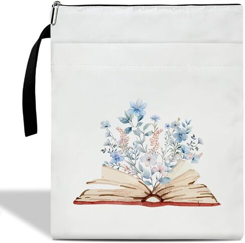 Floral Book Sleeve with Zipper, Book Sleeve for Book Lovers Gifts for Teacher Librarian Bookworm Bookish, Aesthetics Gifts for Women, Reader Book Protector Cover for Paperbacks Pouch Case (B05) in Saudi Arabia