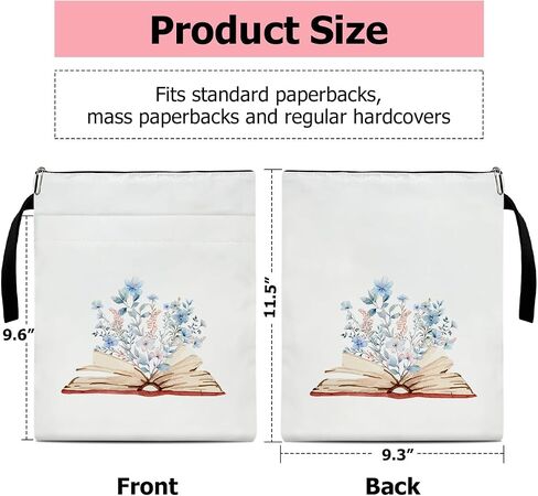 Floral Book Sleeve with Zipper, Book Sleeve for Book Lovers Gifts for Teacher Librarian Bookworm Bookish, Aesthetics Gifts for Women, Reader Book Protector Cover for Paperbacks Pouch Case (B05) in Saudi Arabia