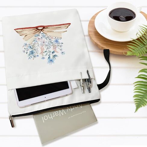Floral Book Sleeve with Zipper, Book Sleeve for Book Lovers Gifts for Teacher Librarian Bookworm Bookish, Aesthetics Gifts for Women, Reader Book Protector Cover for Paperbacks Pouch Case (B05) in Saudi Arabia