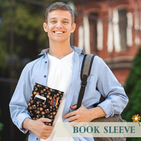4 قطع من غلاف الكتب الزهري مع سحاب زهرة الأقحوان لحماية الكتب من القماش غطاء كتاب لطيف قابل للغسل للقراء وهدايا محبي الكتب وإكسسوارات الطلاب، 11.81 × 8.66 بوصة in Saudi Arabia