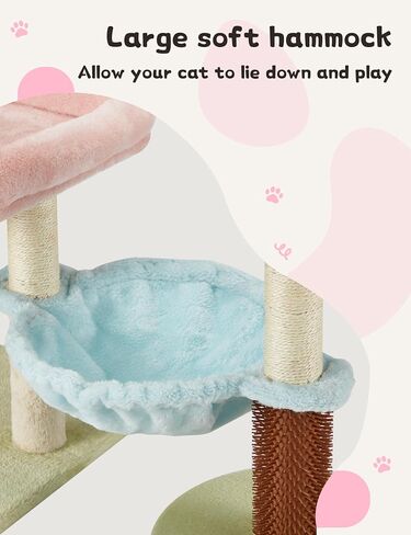 Cat Tree 27.5-Inch Pink Small Cat Tree Tower for Indoor Cat, Cute Cat Tree with Sisal Scratching Posts,Cat Self Groomer, Top Perch,Cozy Hammock and Hanging Toys for Kittens and Cats in Saudi Arabia