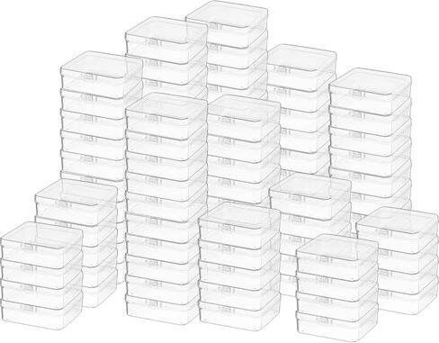 300 Packs Clear Small Plastic Containers 2.12 x 2.12 x 0.8 Inches Transparent Storage Box with Hinged Lid in Bulk for Jewelry Hardware Crafts Small Items in Saudi Arabia