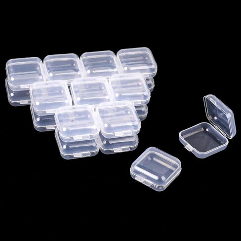 20 Pcs Mini Clear Plastic Box 1.8 mm Thicken Small Plastic Box Mini Square Jewelry Box Small Storage Containers with Lid Tiny Storage Box for Jewelry Bead Earplugs Small Items in Saudi Arabia