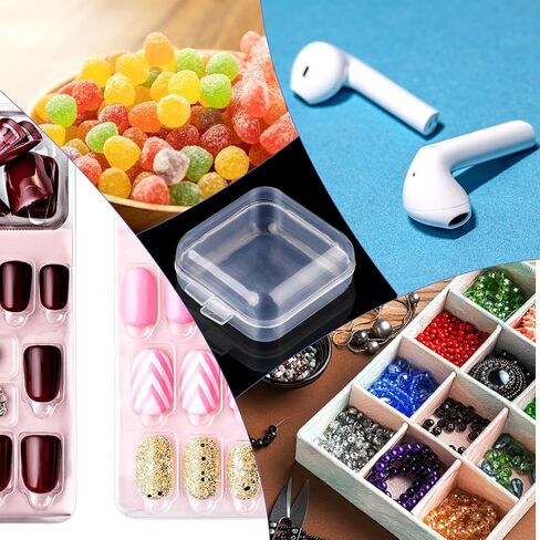 20 Pcs Mini Clear Plastic Box 1.8 mm Thicken Small Plastic Box Mini Square Jewelry Box Small Storage Containers with Lid Tiny Storage Box for Jewelry Bead Earplugs Small Items in Saudi Arabia
